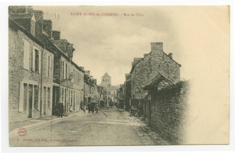 Carte postale ancienne 6.- Saint-Aubin-du-Cormier. - Rue de l'Ecu