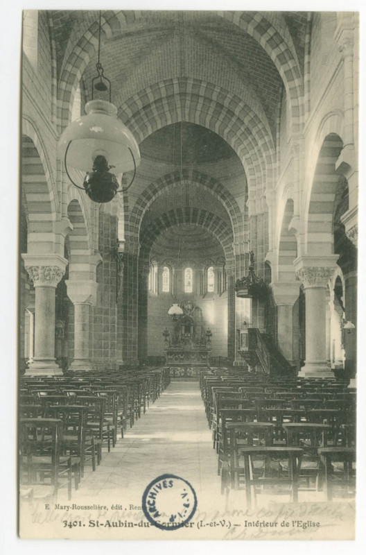 Carte postale ancienne 3401.-  St-Aubin-du-Cormier ( I.-et-V.).- Intérieur de l'Eglise.
