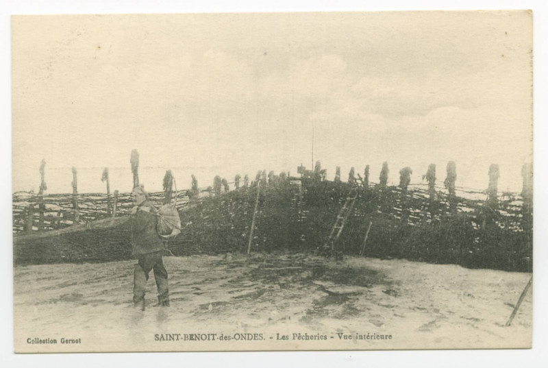 Carte postale ancienne Saint-Benoit-des-Ondes - Les pêcheries -Vue intérieure