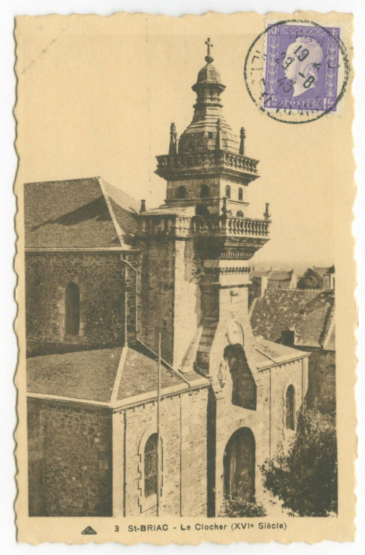 Carte postale ancienne 3 - St-Briac - Le Clocher (XVI° Siècle)