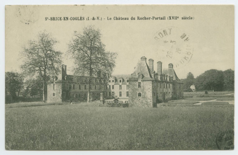 Carte postale ancienne Saint-Brice-En-Cogles (I.-et-V.) - Le Château du Rocher-Portail (XVIIè siècle)