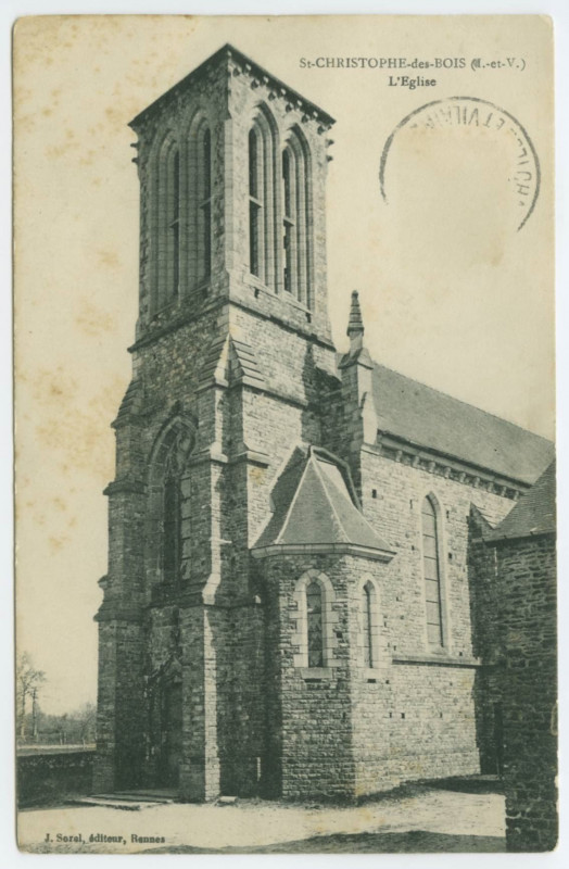 Carte postale ancienne Saint-Christophe-des-Bois (I.-et-V.)-L'Eglise