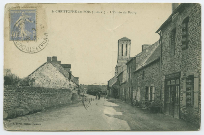 Carte postale ancienne Saint-Christophe-des-Bois (I.et-V.) - L'Entrée du Bourg