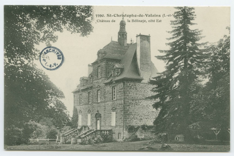 Carte postale ancienne 3390. Saint-Christophe-de-Valains (I.-et-V.).- Château de la Bélinaye, côté Est