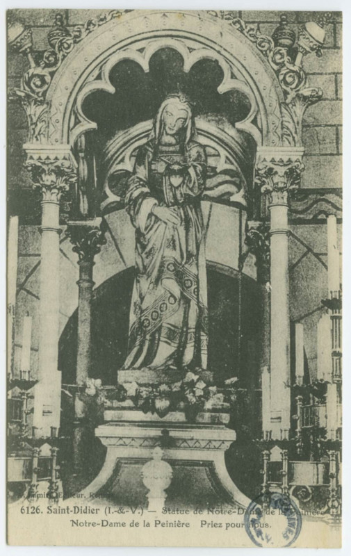 Carte postale ancienne 6126 - Saint-Didier (I.-&-V.) - Statue de Notre-Dame de la Peinière