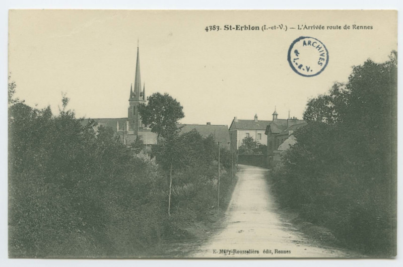 Carte postale ancienne 14383 - Saint-Erblon (I-et-V.) -L'Arrivée route de Rennes