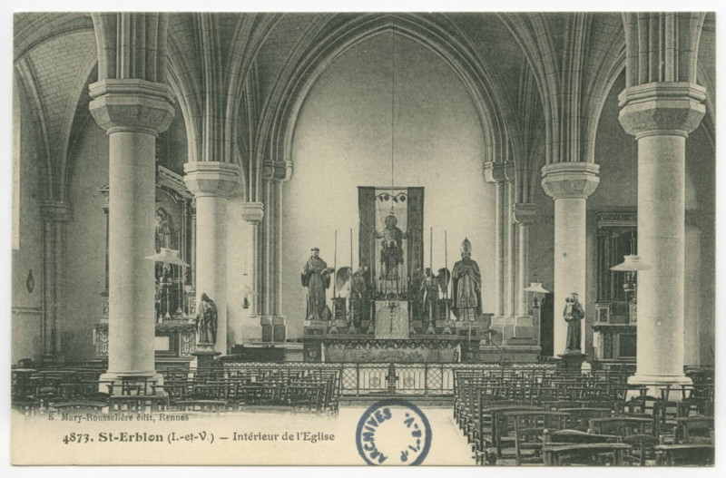 Carte postale ancienne 4873. Saint-Erblon (I.-et-V.) - Intérieur de l'Eglise