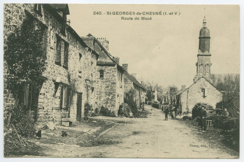 Carte postale ancienne 240. - Saint-Georges-De-Chesne (I.-et-V.) - route de Mecé