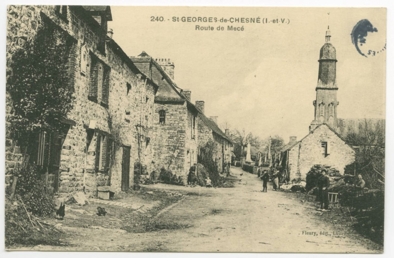 Carte postale ancienne 240. - Saint-Georges-De-Chesne (I.-et-V.) - Route de Mecé