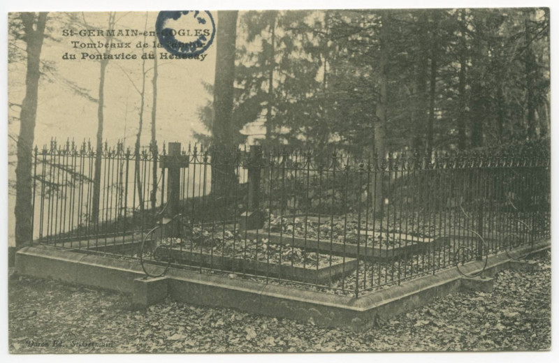 Carte postale ancienne Saint-Germain-En-Cogles. Tombeaux de la famille du Pontavice du Heussey.