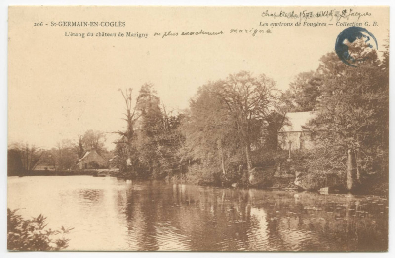 Carte postale ancienne 206 - Saint-Germain-En-Cogles L'étang du château de Marigny