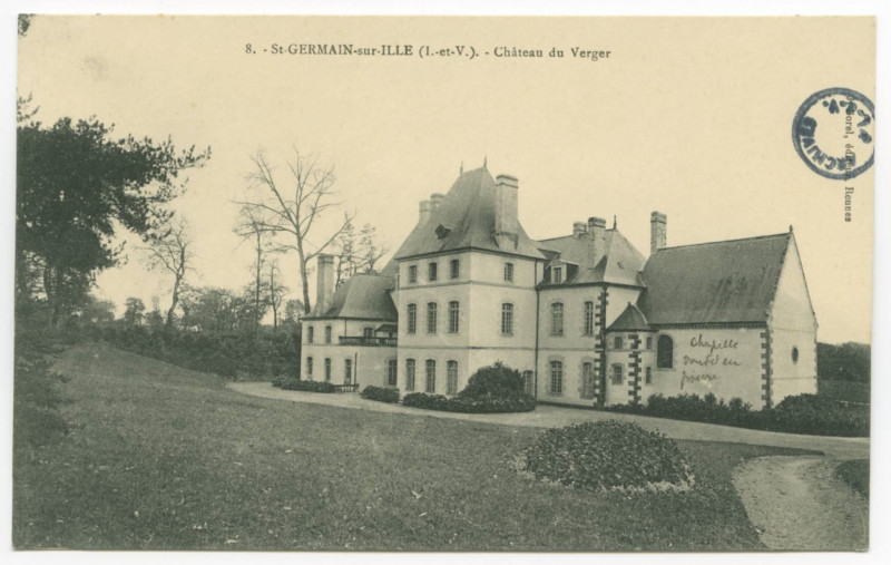 Carte postale ancienne 8. - Saint-Germain-Sur-Ille (I.-et-V.). - Château du Verger