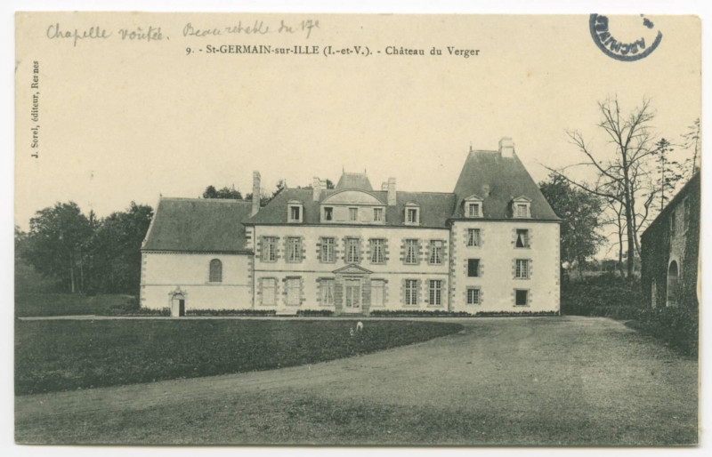 Carte postale ancienne 9. - Saint-Germain-Sur-Ille (I.-et-V.). - Château du Verger