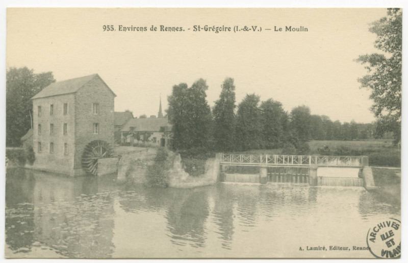 Carte postale ancienne 955. Environs de Rennes. - Saint-Gregoire (I.-&-V.) - Le Moulin