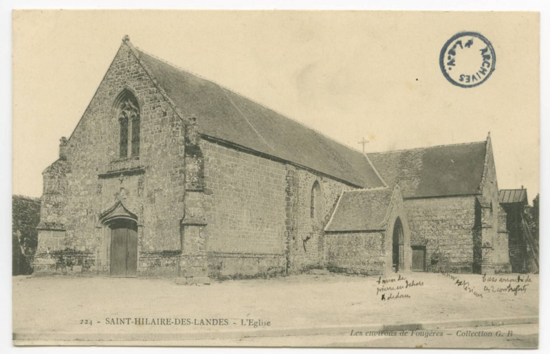 Carte postale ancienne 224 - Saint-Hilaire-Des-Landes  - L'Eglise