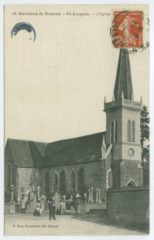 Carte postale ancienne 18. Environs de Rennes. - St-Jacques. - L'Eglise