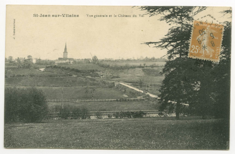 Carte postale ancienne Saint-Jean-sur-Vilaine - Vue Generale et le Château du Val