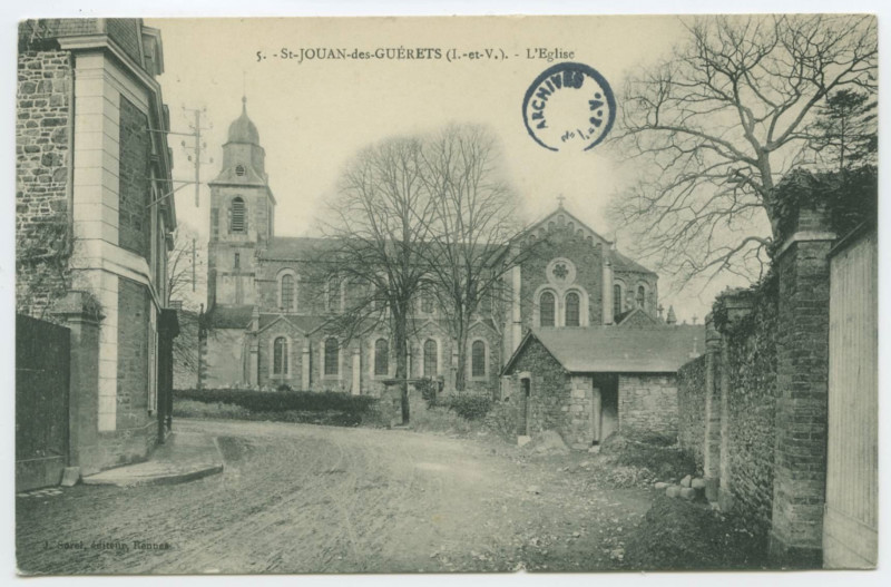 Carte postale ancienne 5. - St-Jouan-des-Guerets (I.-et-V.) - L'Eglise