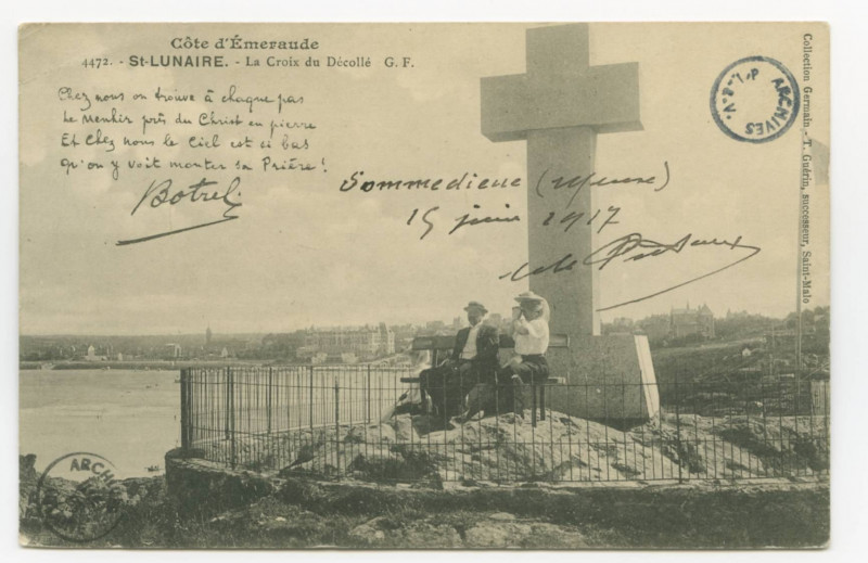 Carte postale ancienne Côte d'Emeraude 4472. -  Saint-Lunaire -La croix du Décollé