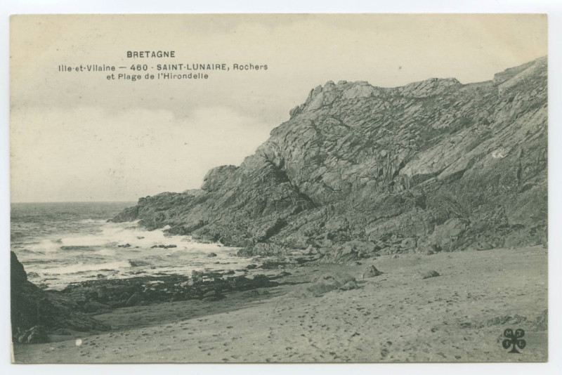 Carte postale ancienne Bretagne- Ille-et-Vilaine- 460 -  Saint-Lunaire, Rochers et Plage de l'Hirondelle
