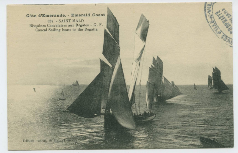 Carte postale ancienne 524 - Saint-Malo.- Bisquines cancalaises aux  régates - G.F. Cancal sailing boats to the regatta.