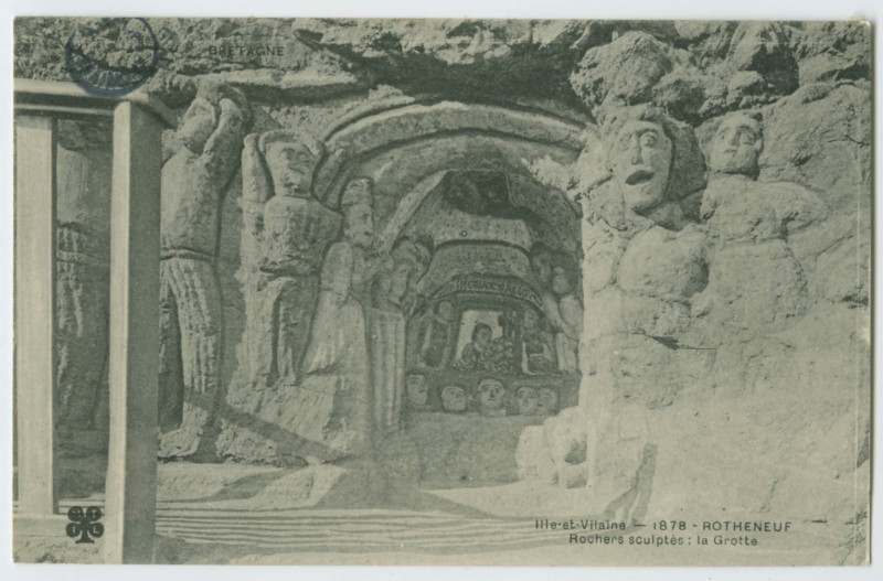 Carte postale ancienne 1878 - Rothéneuf  les rochers sculptés : la grotte