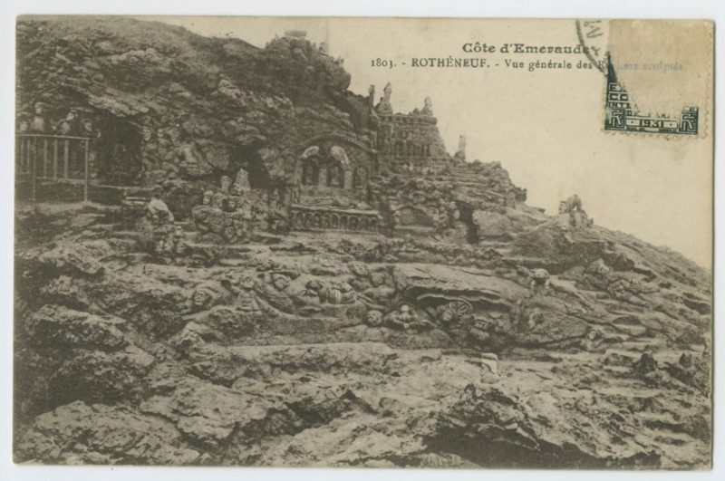 Carte postale ancienne 1803 - Rotheneuf.- Vue Generale des rochers sculptés.