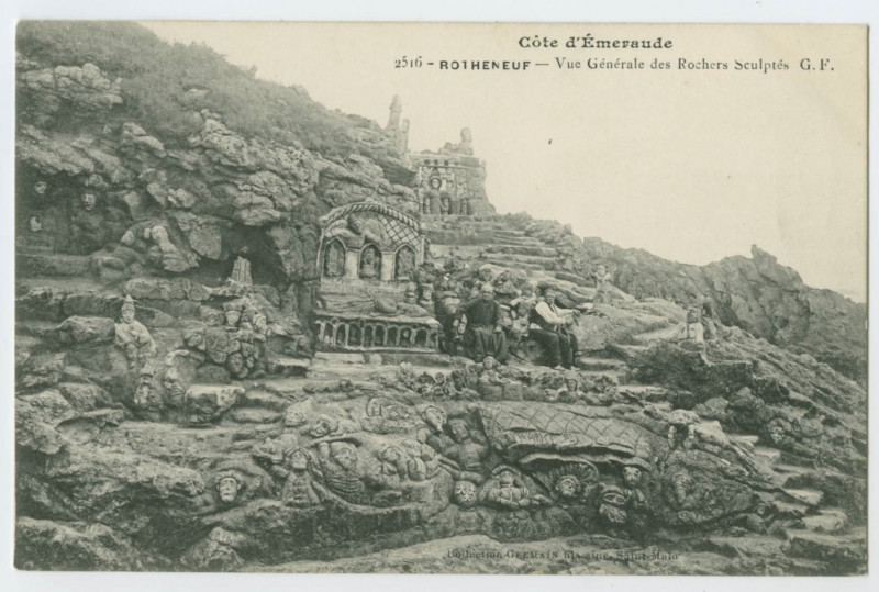 Carte postale ancienne 1803 - Rotheneuf.- Vue Generale des rochers sculptés  G.F.