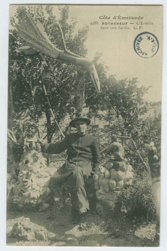 Carte postale ancienne 4458. - Rothéneuf. -  L'Ermite dans son jardin G.F.