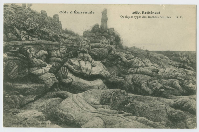 Carte postale ancienne 2680.  Rothéneuf. Quelques types des rochers sculptés G.F.