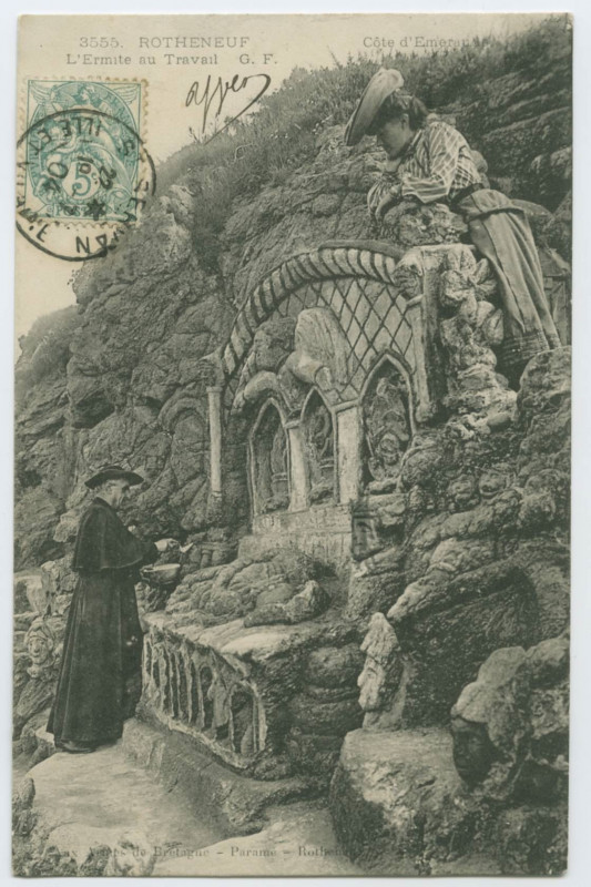 Carte postale ancienne 3255. Rothéneuf l'Ermite au travail G.F.