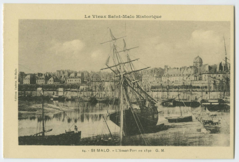 Carte postale ancienne Le Vieux Saint-Malo Historique 14. - L'avant-Port en 1830 - G.M.