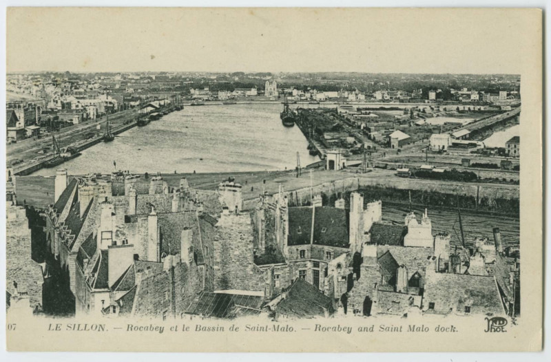 Carte postale ancienne 07 Le Sillon. - Rocabey et le bassin de Saint-Malo .- Rocabey and Saint-Malo dock.