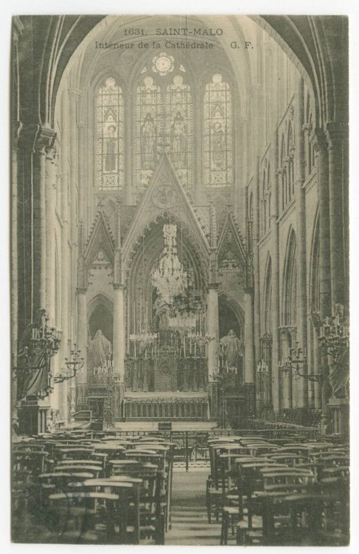 Carte postale ancienne 163 Saint-Malo  Intérieur de la cathédrale. G.F.