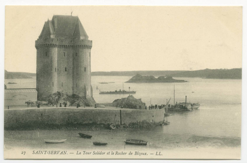 Carte postale ancienne 27 Saint-Servan.- La tour solidor et le rocher de Bizeux.- Ll