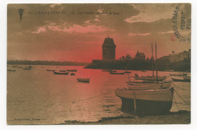Carte postale ancienne 103  Saint-Servan - La tour solidor au clair de lune.