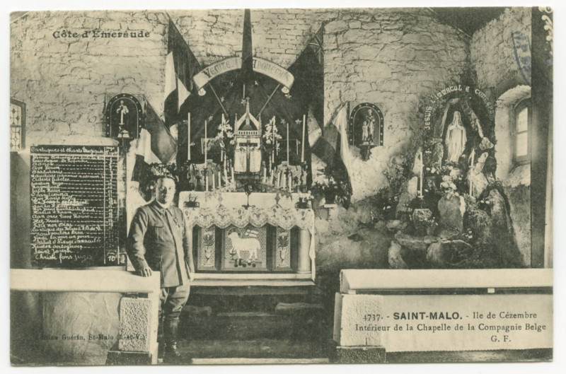 Carte postale ancienne 4737.- Saint-Malo - Ile de Cézembre. Intérieur de la chapelle de la Compagnie Belge.