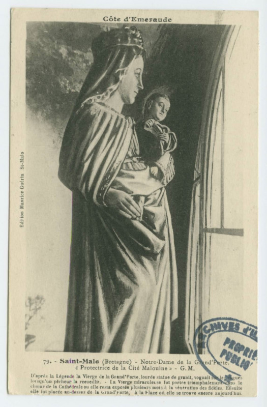 Carte postale ancienne 79.- Saint-Malo (Bretagne) - Notre-Dame de la Grand' Porte. Protectrice de la cité malouine - G.M.