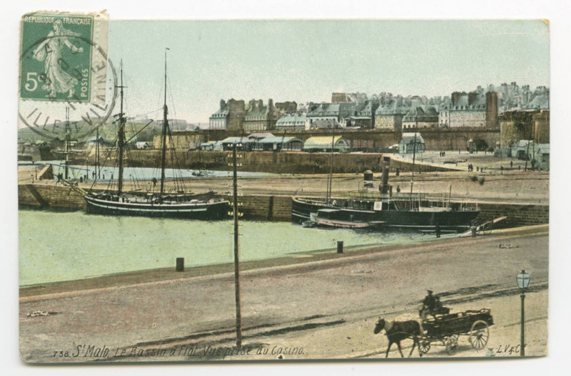 Carte postale ancienne 738  Saint-Malo - Le bassin à flot, vue prise du casino.