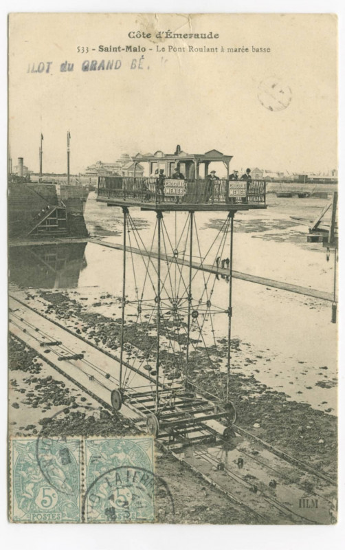 Carte postale ancienne 533  Saint-Malo - Le pont roulant à marée basse.