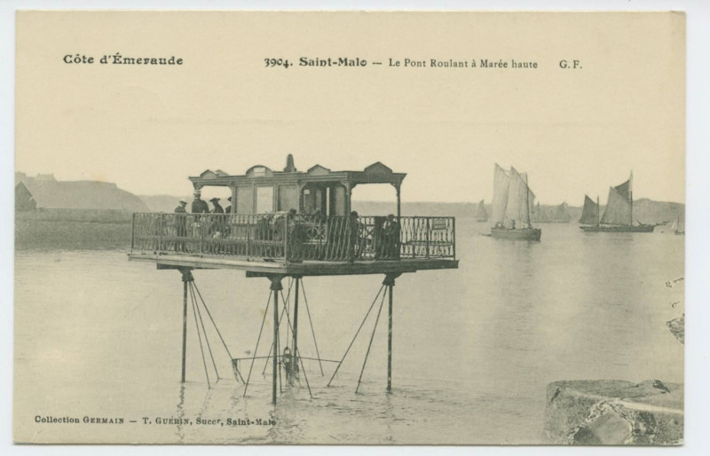 Carte postale ancienne 3904  Saint-Malo - Le pont roulant à marée haute.