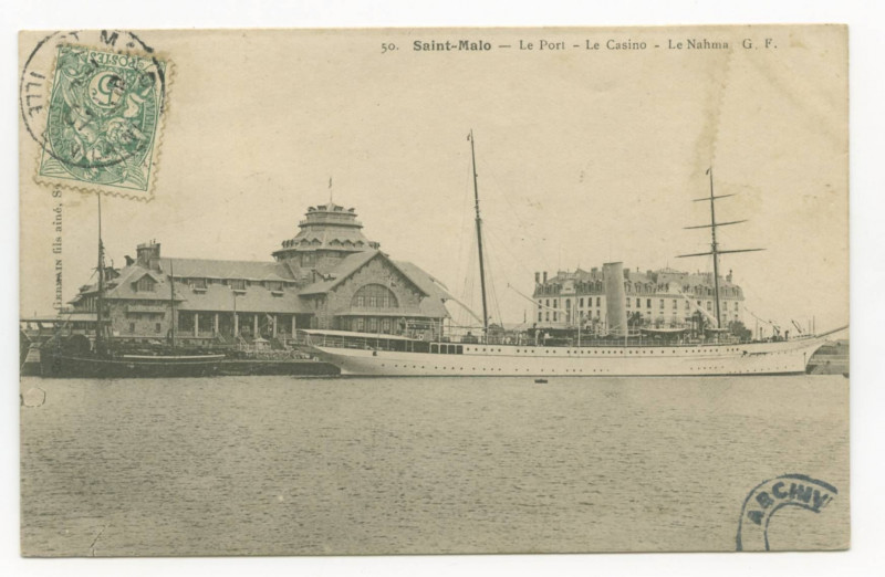 Carte postale ancienne 50 Saint-Malo - Le port - Le casino - Le Nahma.