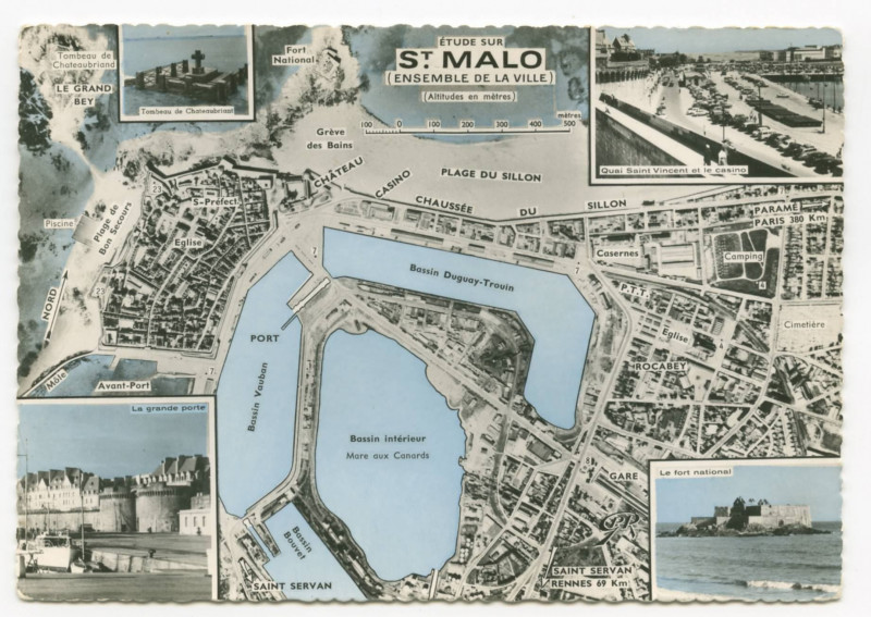 Carte postale ancienne Etude sur Saint-Malo (ensemble de la ville).