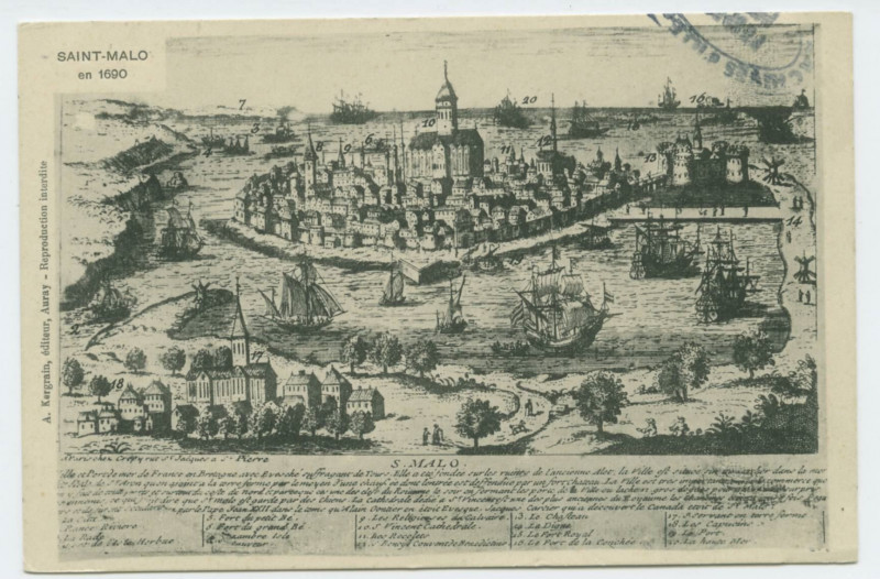 Carte postale ancienne Saint-Malo en 1690.