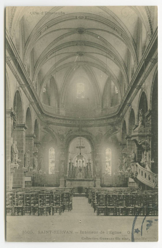 Carte postale ancienne 3505 - Saint-Servan - Intérieur de l'église. - G.F.