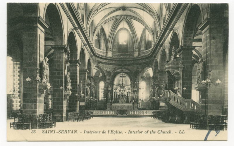 Carte postale ancienne 36  Saint-Servan - Intérieur de l'église. - Interior of the church. Ll.