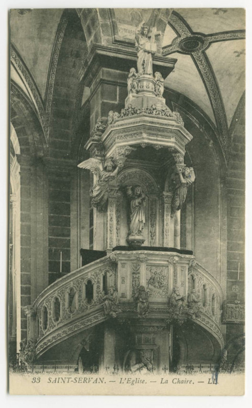 Carte postale ancienne 33  Saint-Servan - l'église. - La chaire. Ll