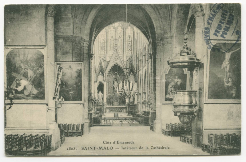 Carte postale ancienne 2805 -  Saint-Malo -Intérieur de la cathédrale