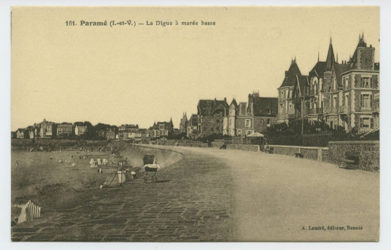 Carte postale ancienne 161 Parame - La digue à marée basse.