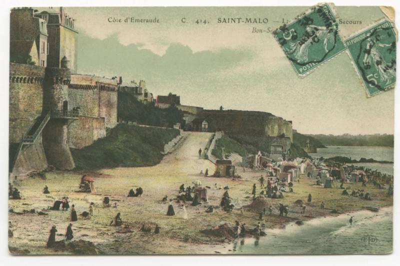 Carte postale ancienne C.414  Saint-Malo - La plage de Bon Secours.